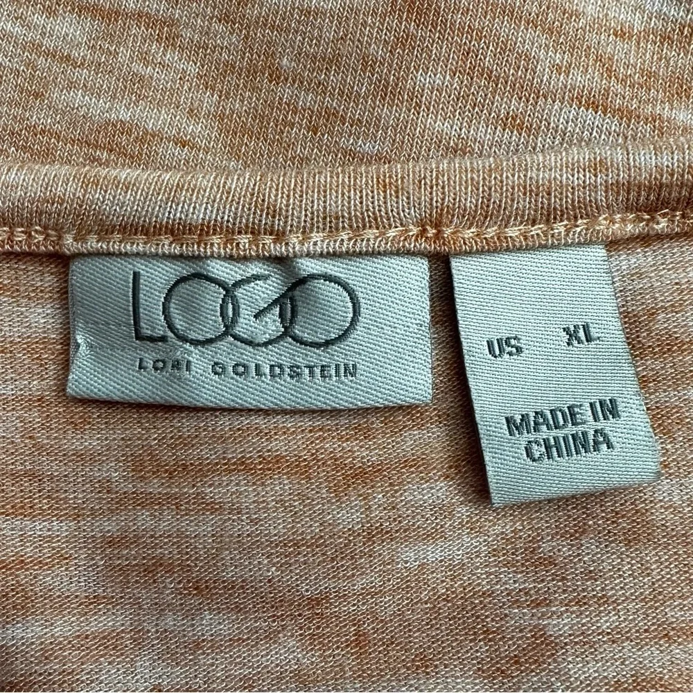 LOGO by Lori Goldstein Heather Orange 3/4 Sleeves Henley Top, Size XL